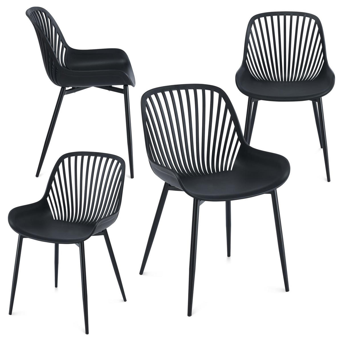 GARTENSTUHL VERDE 4er-Set schwarz - Schwarz, Textil (50/82/57cm) - IDIMEX