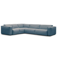 ECKSOFA mit Rundecke - Blaugrau/Schwarz, Kunststoff/Textil (325/260cm) - home24
