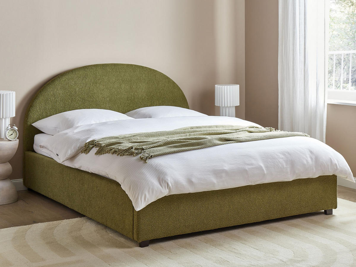 BETT mit Stauraum 160x200 cm Grün Vaucluse - Hellgrün, Textil (160/200cm) - Beliani