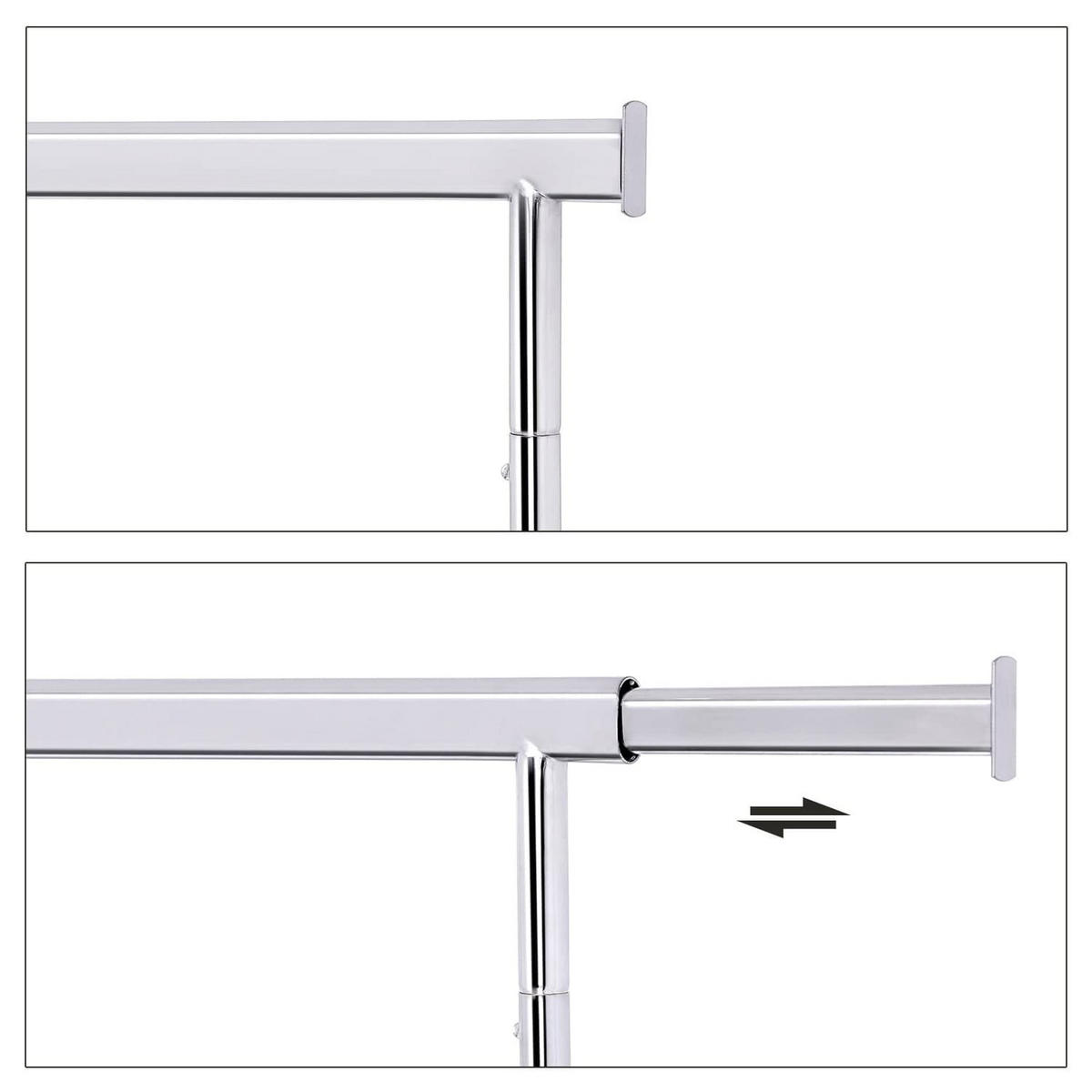 KLEIDERREGAL auf rädern, chrom - Chromfarben, Metall (132/160/45.4cm) - A2A Home