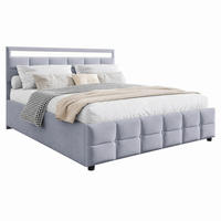 POLSTERBETT mit LED und Stauraum 180x200 cm Samt Grau - Grau, Metall (180/200cm) - Meubliv