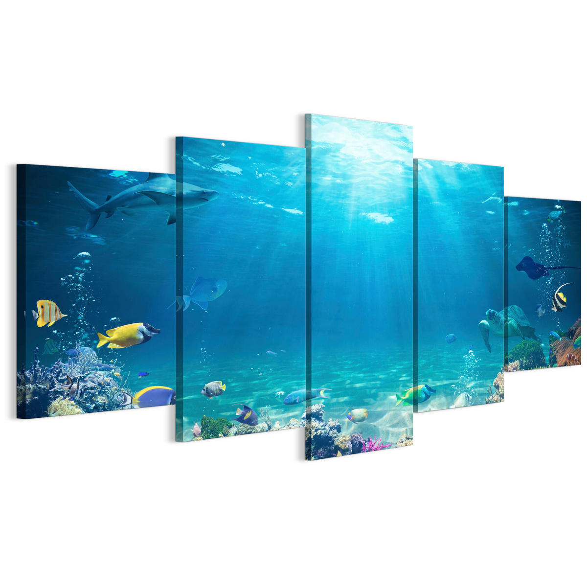 LEINWANDBILD Ozean 5-tlg. 100x50 cm - Multicolor, Holz (100/50cm) - LUMASOUL