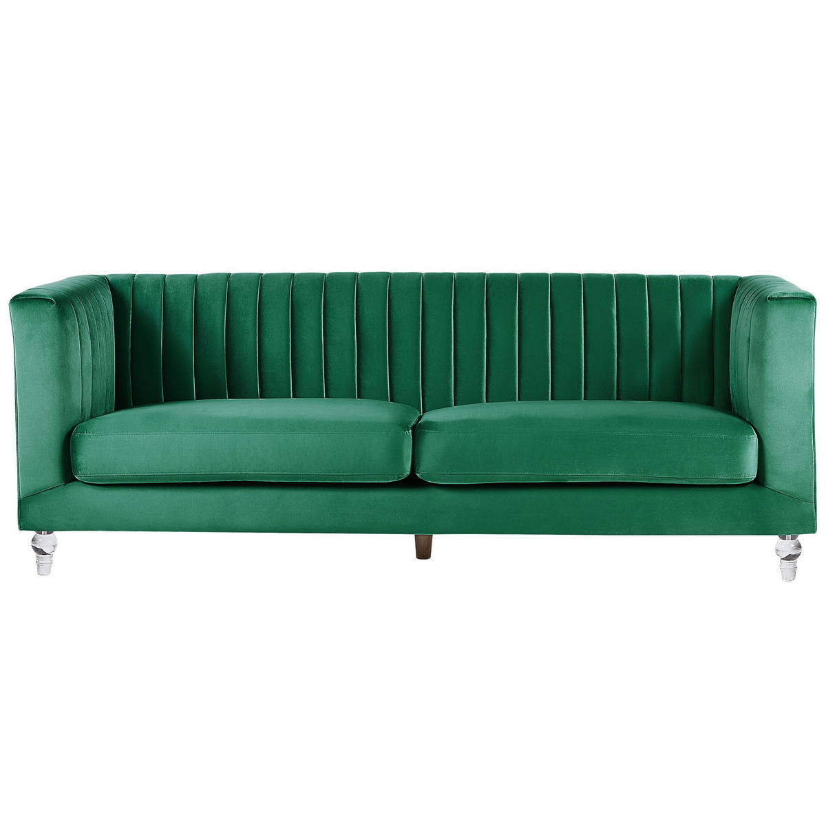 3-SITZER-SOFA Samtstoff Grün Arvika - Grün, Textil (204/75/78cm) - Beliani