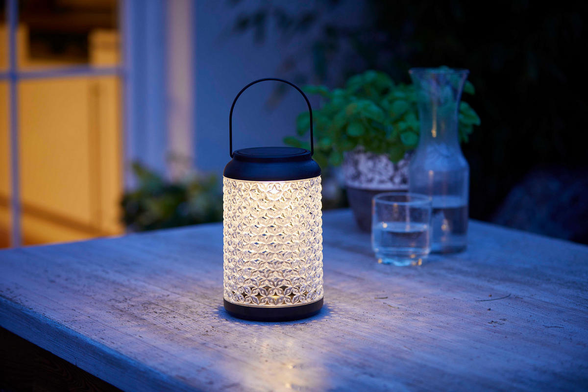 LED-SOLAR-GARTENLEUCHTE Tischleuchte schwarz - Weiß, Kunststoff (5/5/5cm) - Northpoint