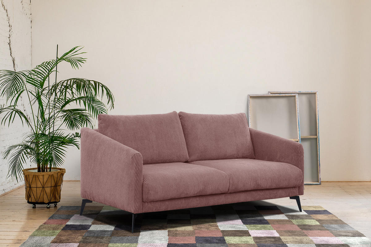 SOFA VILT 2,5-Sitzer, altrosa - Schwarz/Altrosa, Holzwerkstoff/Kunststoff (202/89/94cm) - Courtois Laville