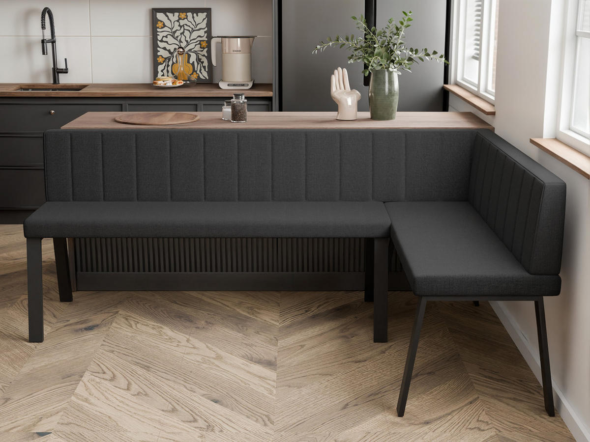 ECKBANK rechts MONO Y Webstoff gesteppt, 142/196 cm Anthrazit - Anthrazit, Textil/Metall (142/196cm) - Idohome