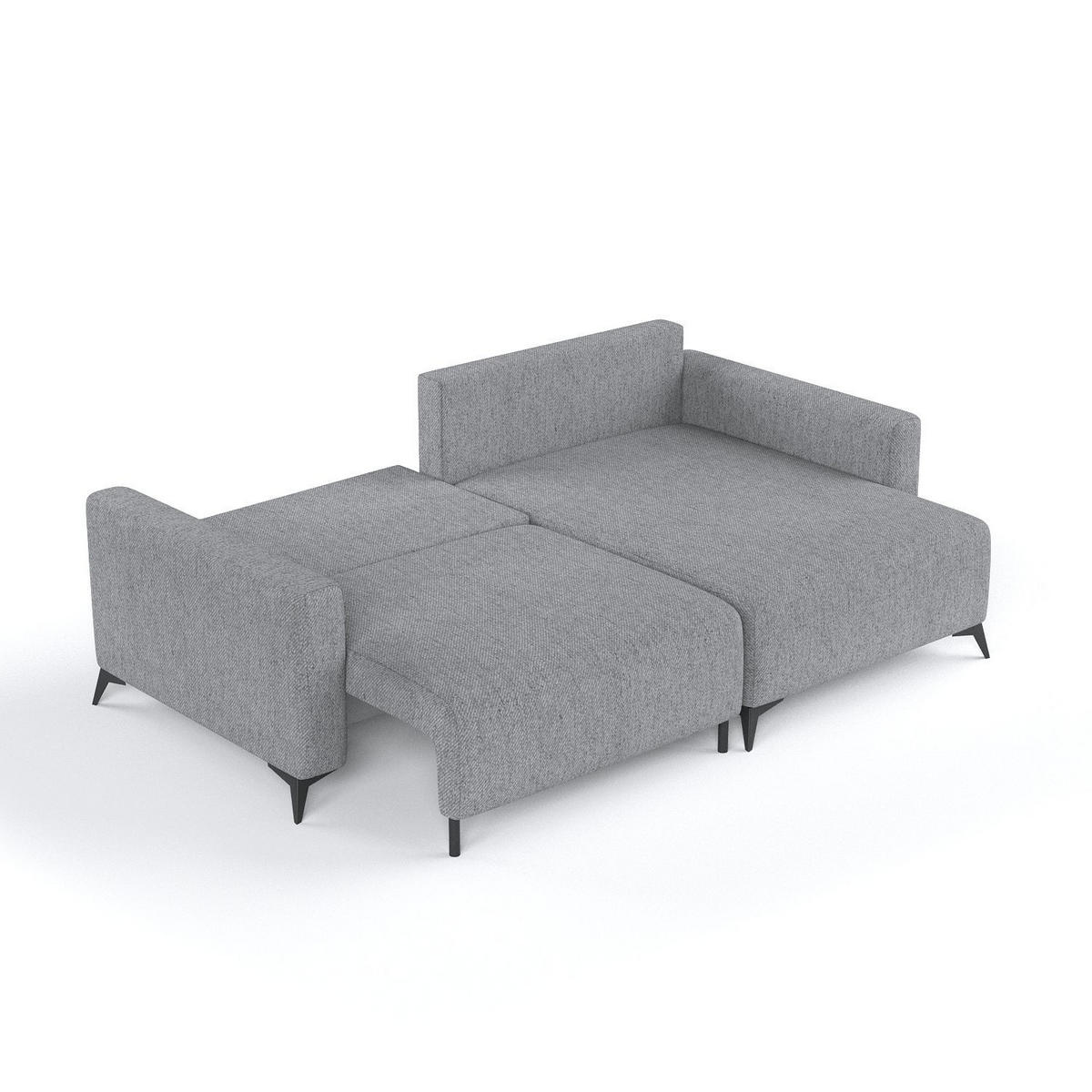 ECKSOFA NUVIO mit Schlaffunktion Grau im Neve Stoff - Schwarz/Grau, Holz/Holzwerkstoff (239/148cm) - AltaBeds