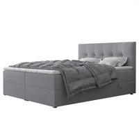 BOXBETT RENZO 200/200 cm mit Matratze und Topper, Hellgrau - Hellgrau, Holzwerkstoff/Textil (200/200cm) - Idohome