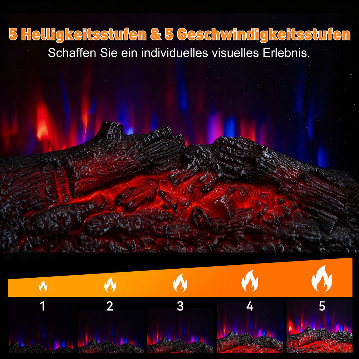 18" Elektrokamin mit Schrank - Braun, Metall (48.5/45.5/13.5cm)
