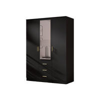 DREHTÜRENSCHRANK - LIMON 3D - Schwarz - Schwarz, Holzwerkstoff/Metall (154/210/64cm) - Möblo