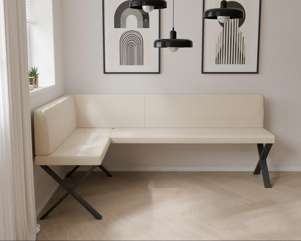 ECKBANK links VERO X Kunstleder glatt, 128/168 cm Beige - Beige, Kunststoff/Textil (128/168cm) - Idohome