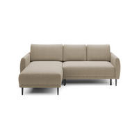 ECKSOFA BONO Stilvolles Sofa mit Schlaffunktion, Robuste Holzfüße, Elegante Armlehnen, Tiefe Sitzfläche 226x164x88cm, Linke, Sand - Sandfarben, Holz/Textil (164/226cm) - DomoHome