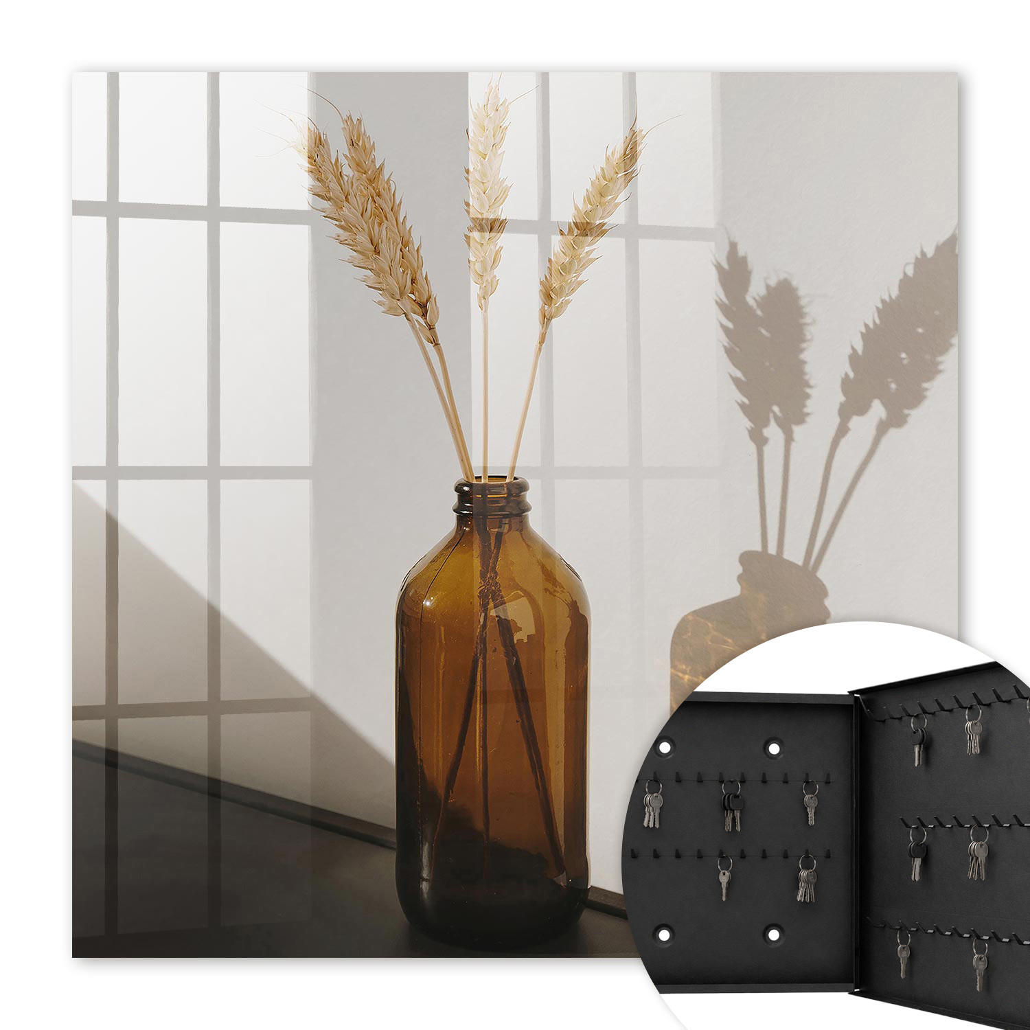 SCHLÜSSELBOX Schwarz 30x30 cm- Türöffnung nach rechts - Eine Flasche Müsli - Beige, Metall (30/30/5cm) - TULUP