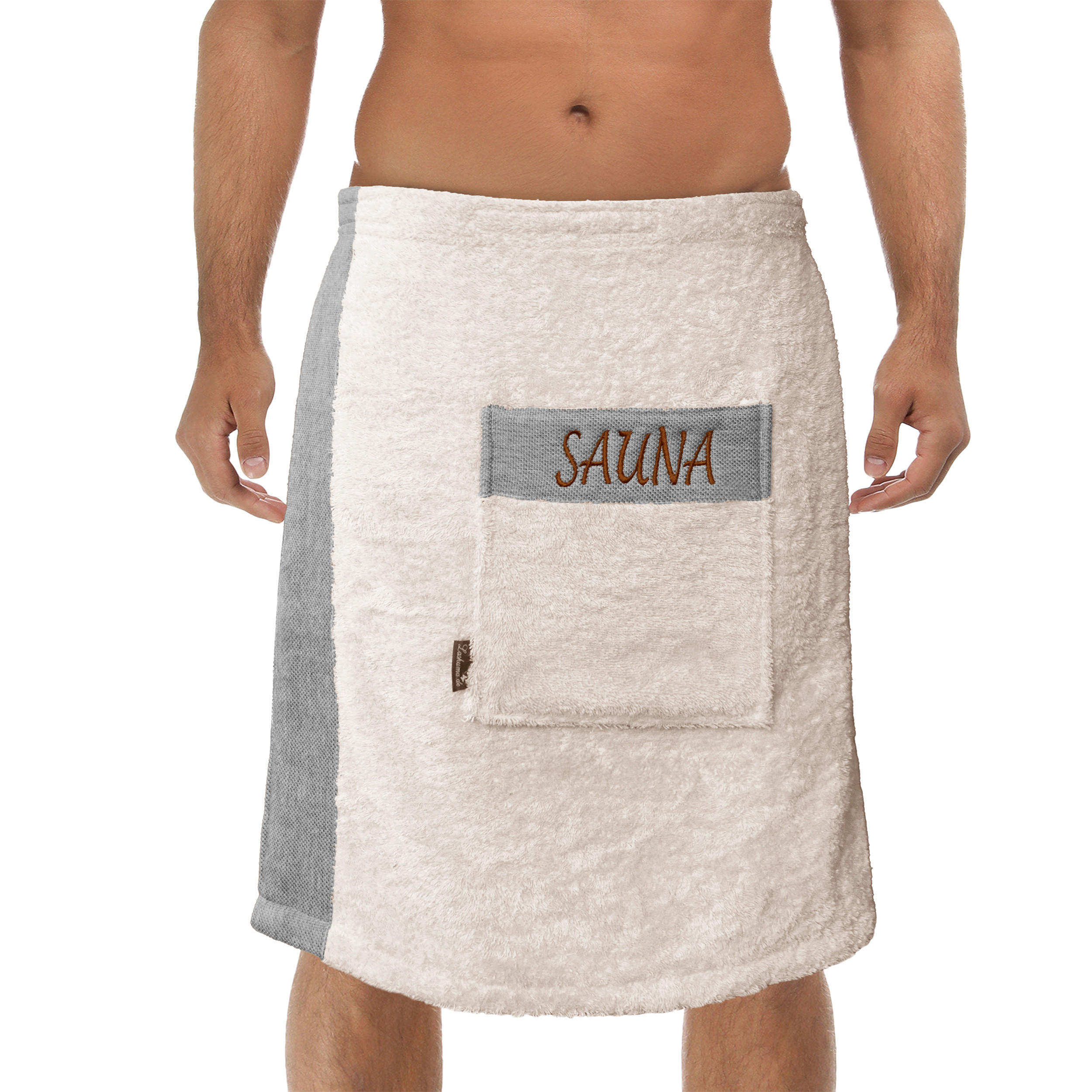 SAUNAKILT Herren Natur, Lima Saunahandtuch mit Klettverschluss - Naturfarben, Textil (140/55cm) - Lashuma