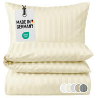 BETTWÄSCHE Damast 135x200 Creme gestreift - Bettbezug aus 100% Baumwolle - Creme, Textil (135/200cm) - Carpe Sonno