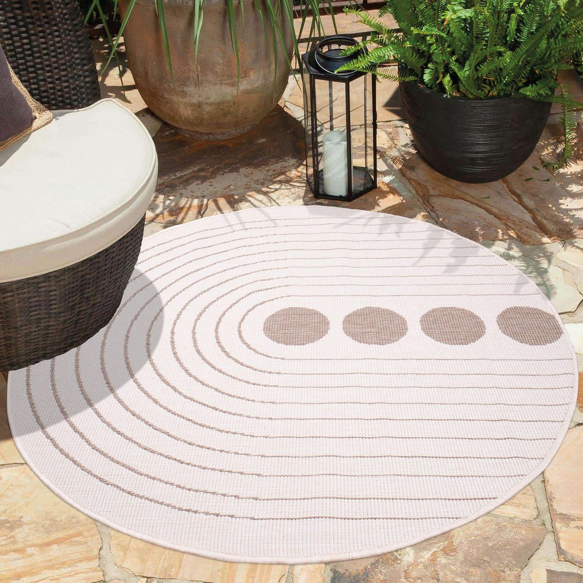 OUTDOOR-TEPPICH DuoRug 5739 Creme 120x120 cm - Beige, Textil (120/120cm) - carpet city