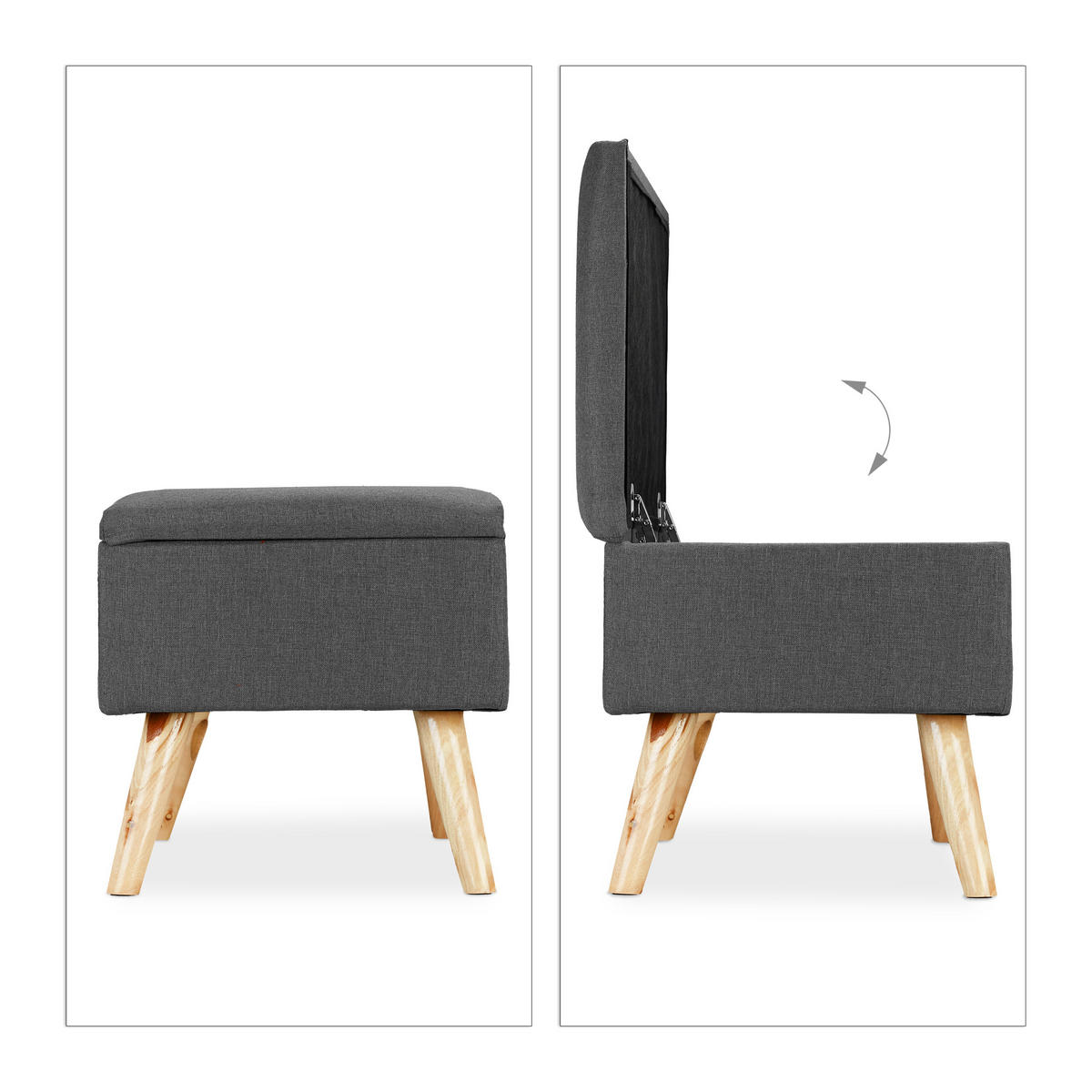 SITZBANK - Anthrazit, Holz/Holzwerkstoff (79.5/39.5/39.5cm) - Relaxdays