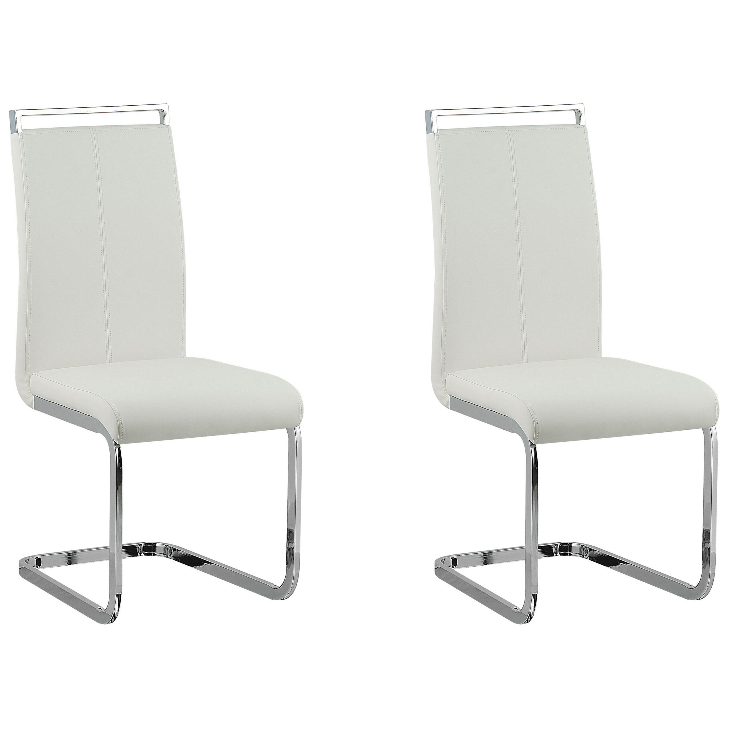 ESSZIMMERSTUHL 2er-Set Kunstleder Weiß Greedin - Weiß, Textil/Metall (42/99/50cm) - Beliani