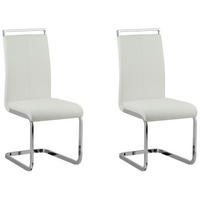 ESSZIMMERSTUHL 2er-Set Kunstleder Weiß Greedin - Weiß, Textil/Metall (42/99/50cm) - Beliani