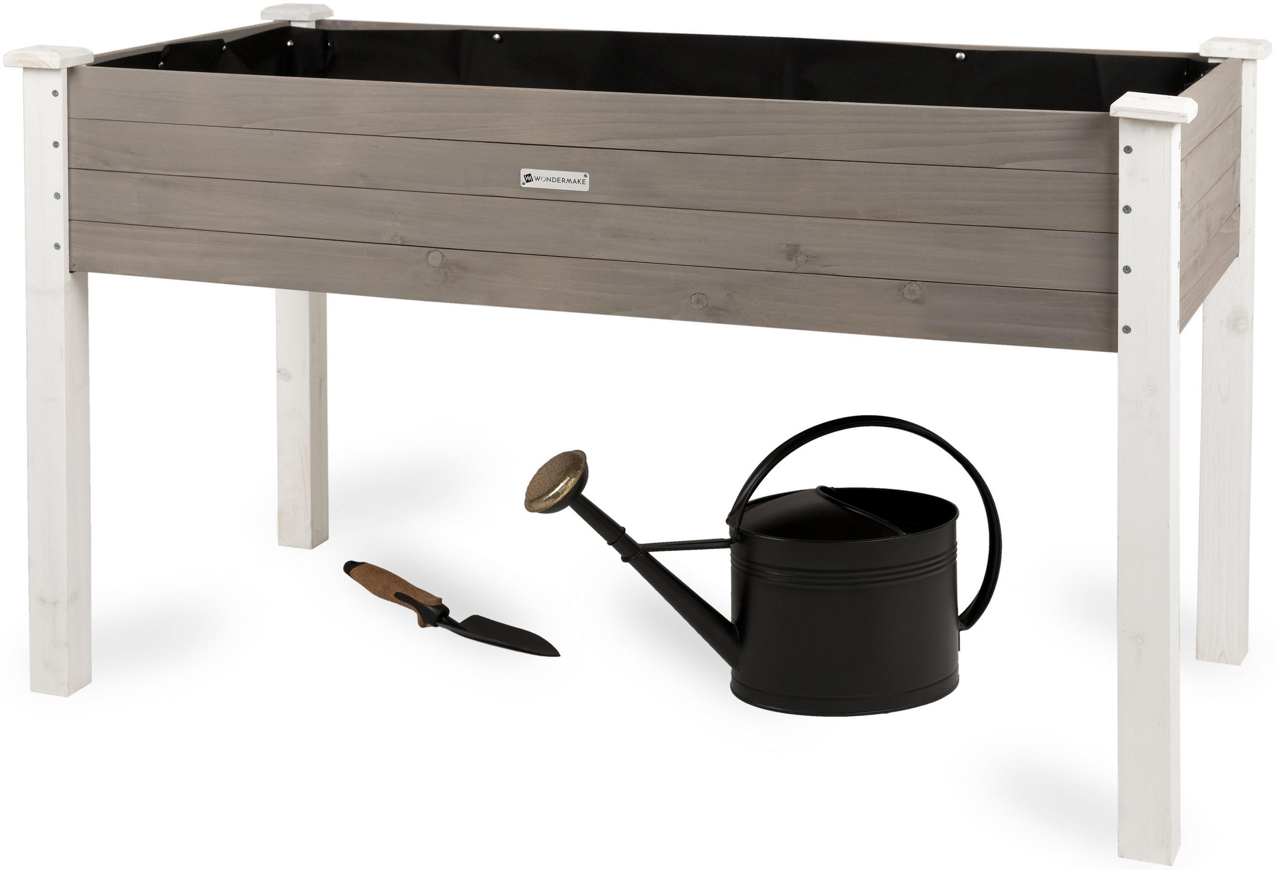 HOCHBEET aus Holz für Garten & Balkon, rechteckig mit Vlies-Folie - Weiß, Holz (124/75/63cm) - WONDERMAKE