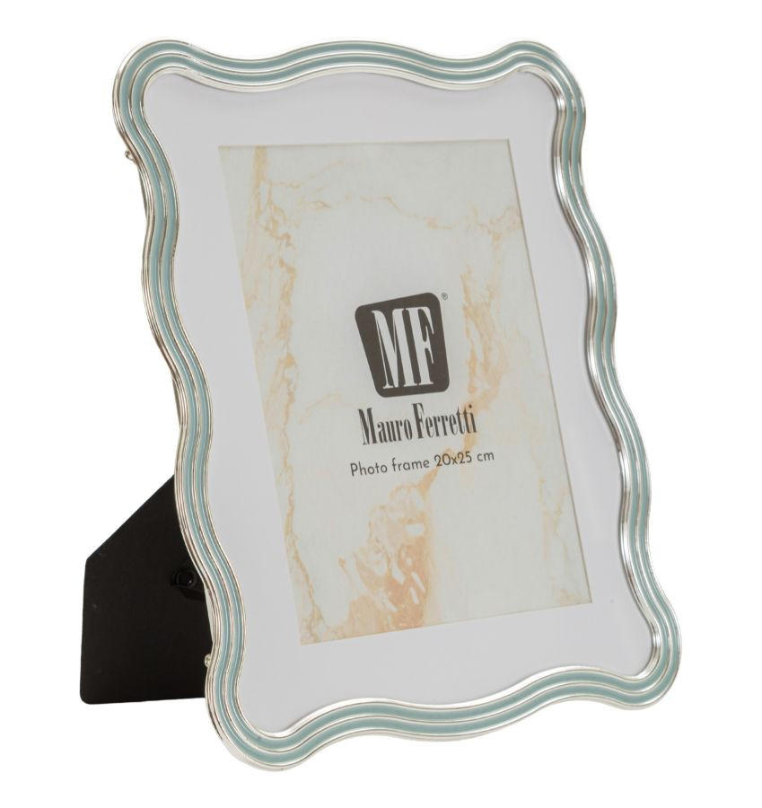 BILDERRAHMEN Elizabeth, Fotoformat 20 x 25 cm, hellblau und silberfarben, Zink und Glas, Rahmen 22,7 x 1,3 x 27,6 cm - Silberfarben/Hellblau, Glas/Metall (22.7/27.6/1.3cm) - Mauro Ferretti