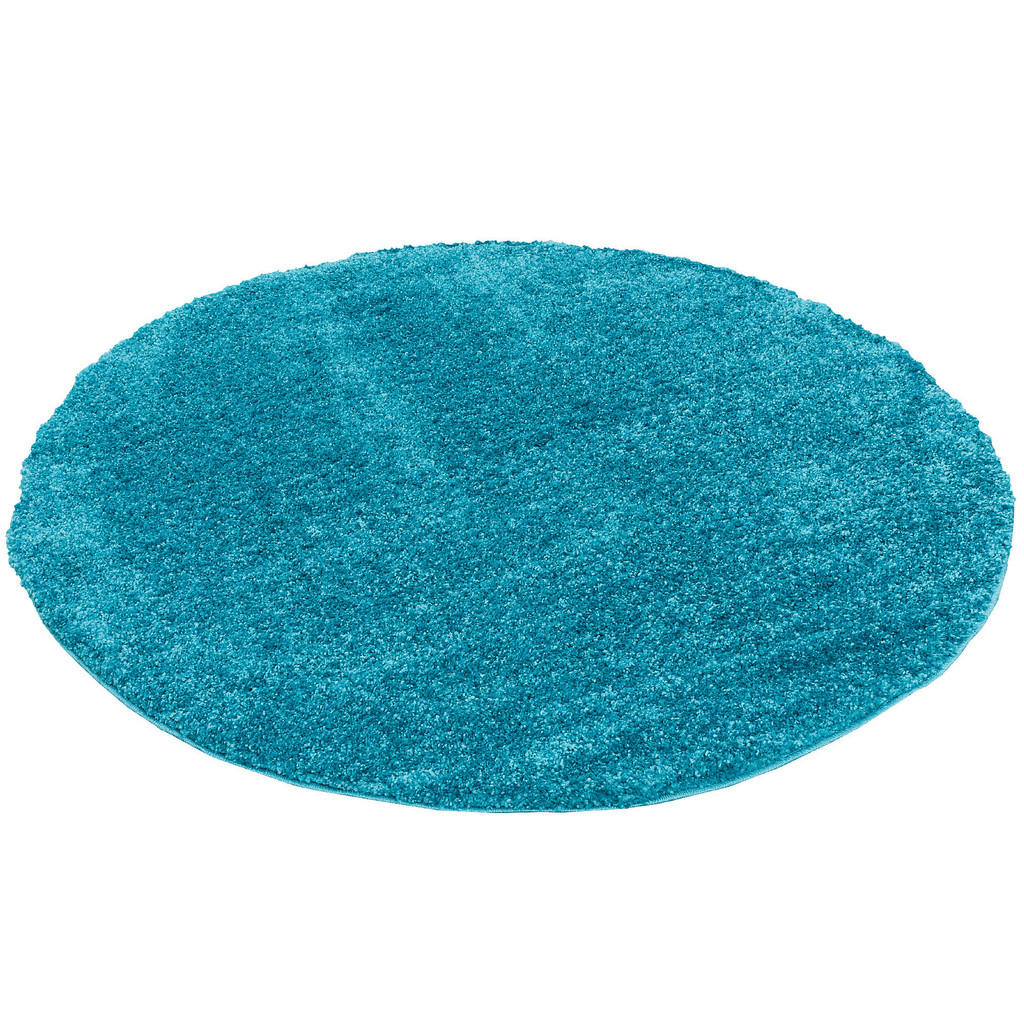 Thumbnail - Pergamon Hochflor, Türkis, Textil, Rund, 150x150 cm, Teppiche & Böden, Teppiche, Hochflorteppiche & Shaggys