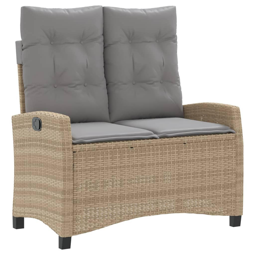 GARTENBANK Verstellbar mit Kissen Beige Poly Rattan - Beige, Kunststoff (105/93/66cm) - furnicato