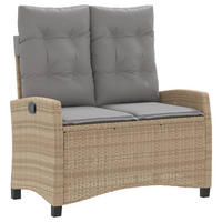 GARTENBANK Verstellbar mit Kissen Beige Poly Rattan - Beige, Kunststoff (105/93/66cm) - furnicato