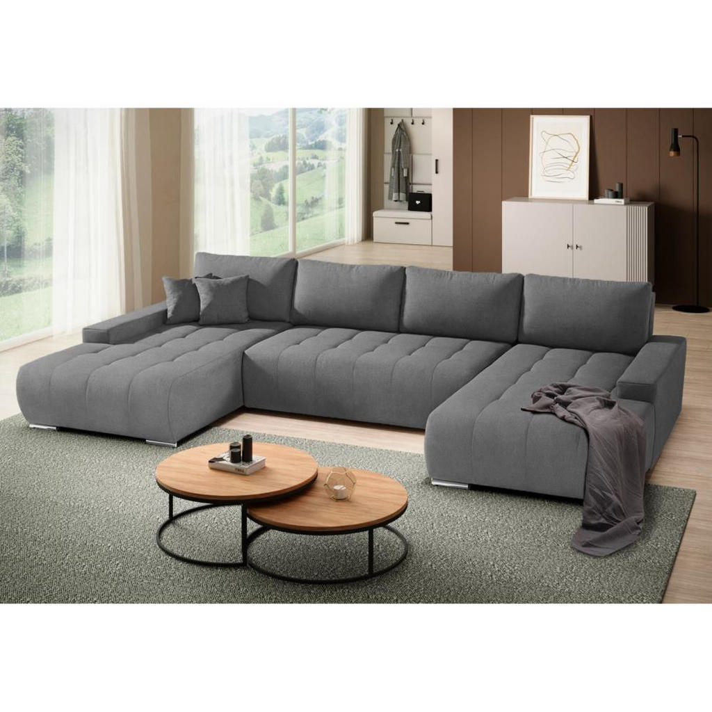 Thumbnail - Beautysofa Wohnlandschaft, Dunkelgrau, Textil, U-Form, 350x85x185 cm, Wohnzimmer, Sofas & Couches, Wohnlandschaften, Woh...