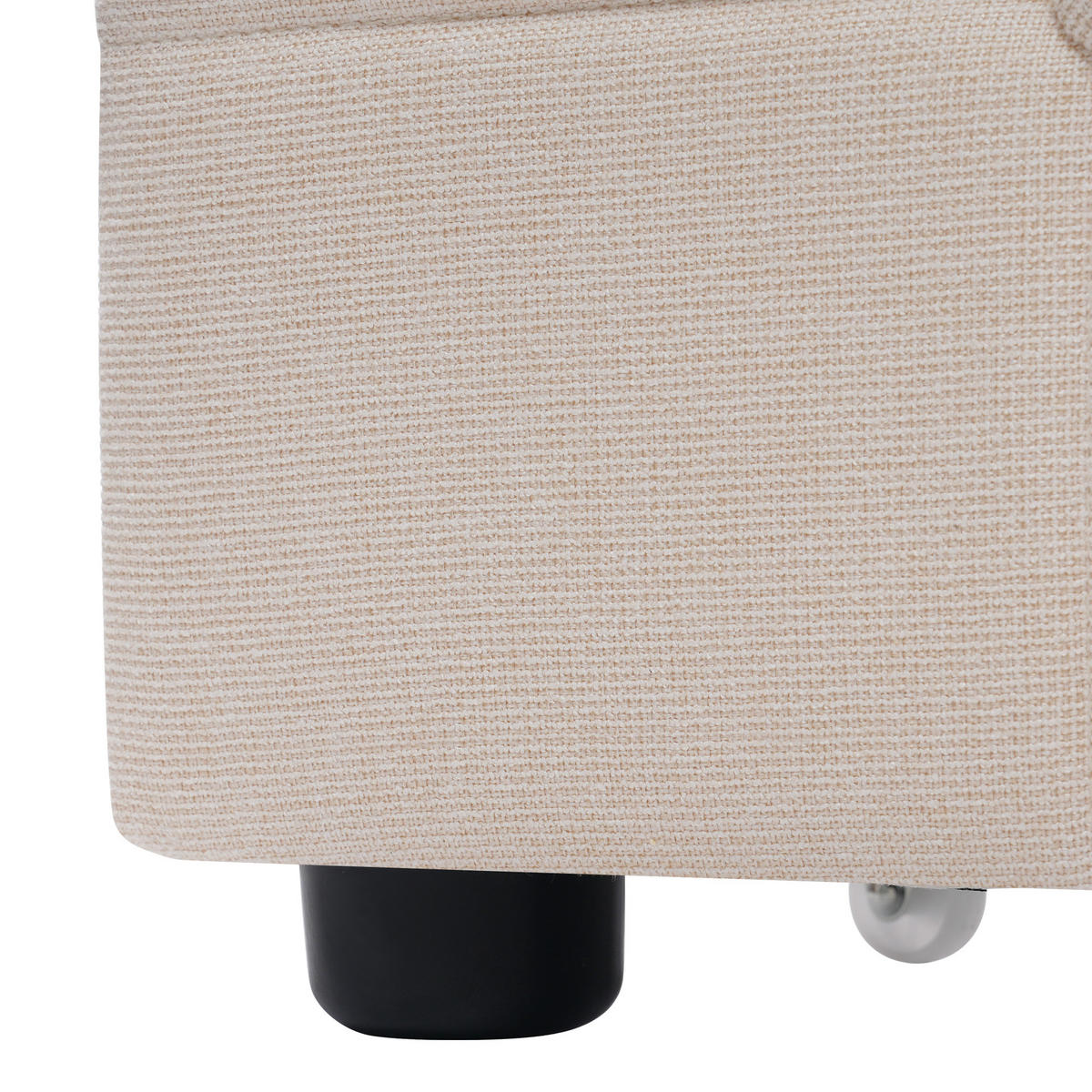 POLSTERBETT aus Holz 90x200 cm in Beige mit LED & USB-Ladestation - Beige, Holz (90/200cm) - Modfu