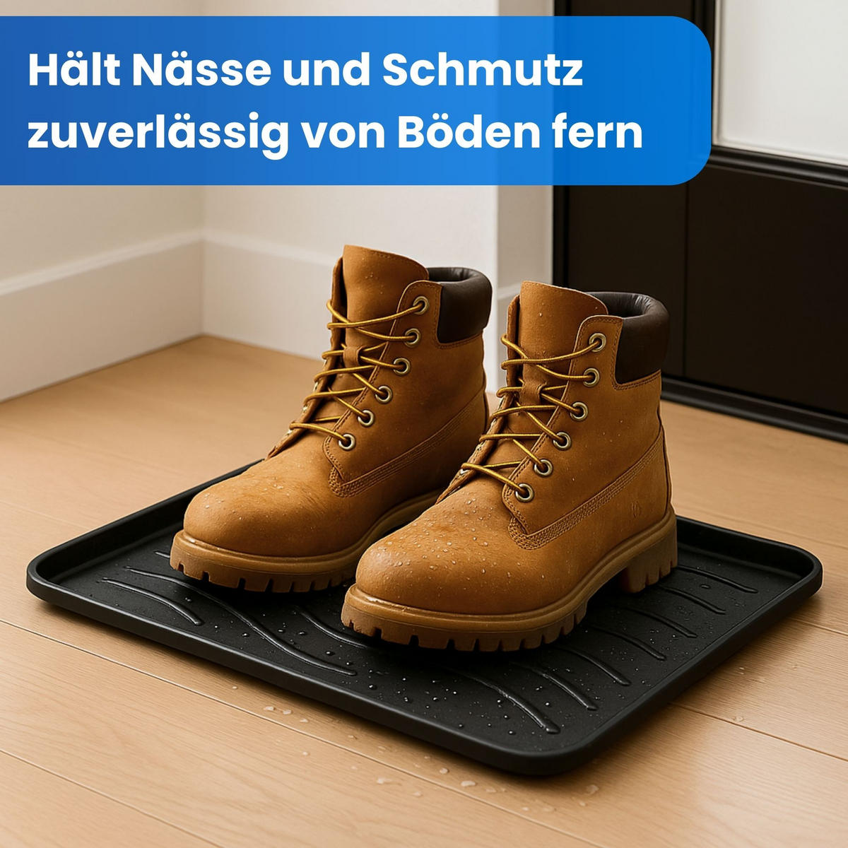 SCHUHABTROPFSCHALE mit hohem Rand (50x38x2,5cm) Schuhablage - wasserdichte Schuhwanne und Abtropfunterlage für Schuhe - Schwarz, Kunststoff (38/50cm) - Bestlivings