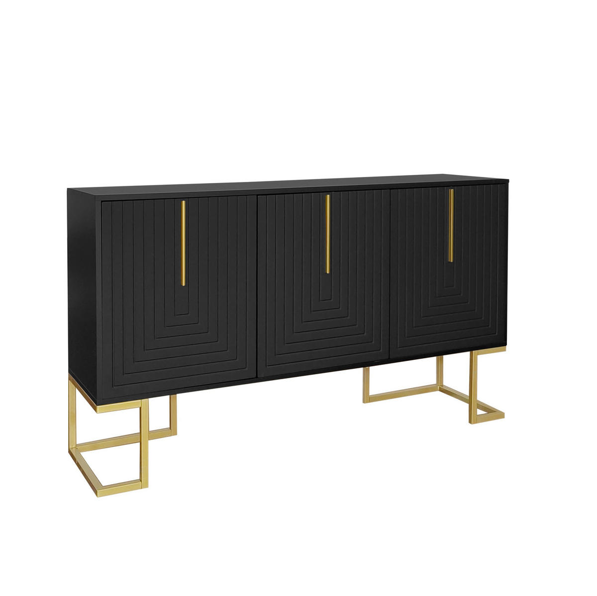 SIDEBOARD 130/40/80 cm schwarz aus MDF mit 3 Türen und verstellbaren Regalen - Schwarz, Holzwerkstoff (138/80.5/40cm) - OKWISH