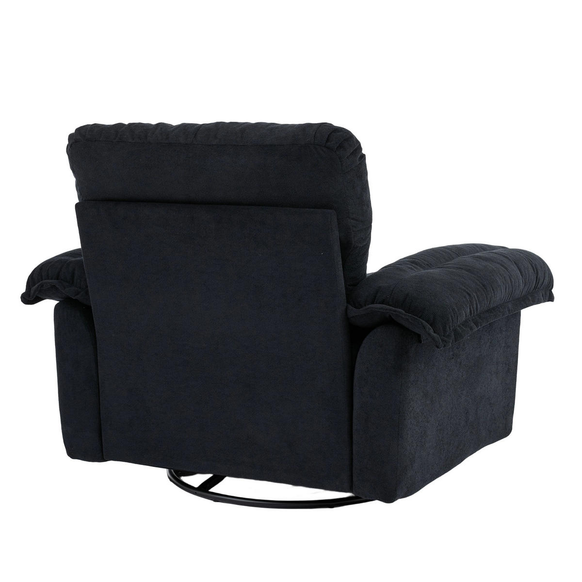 DREHSESSEL Chenille-Bezug 360° drehbar mit Metallfuß 116/84/96 cm Schwarz - Schwarz, Textil (84/96/116cm) - Redom