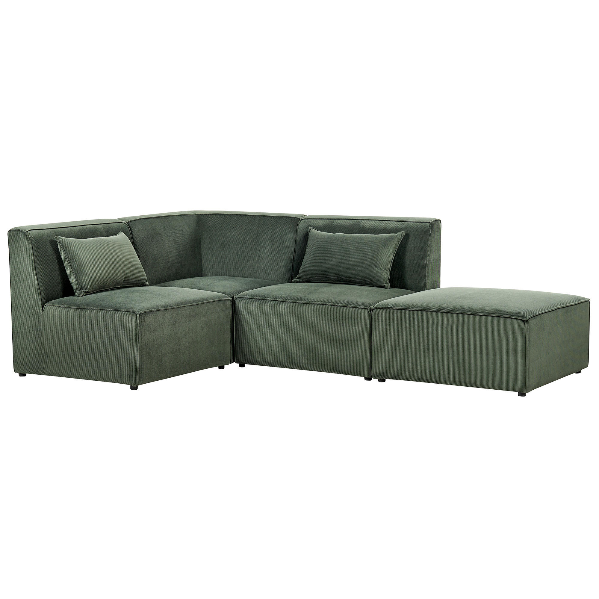 3-SITZER-ECKSOFA Cord dunkelgrün linksseitig mit Ottomane Lemvig - Grün, Textil (250/166cm) - Beliani