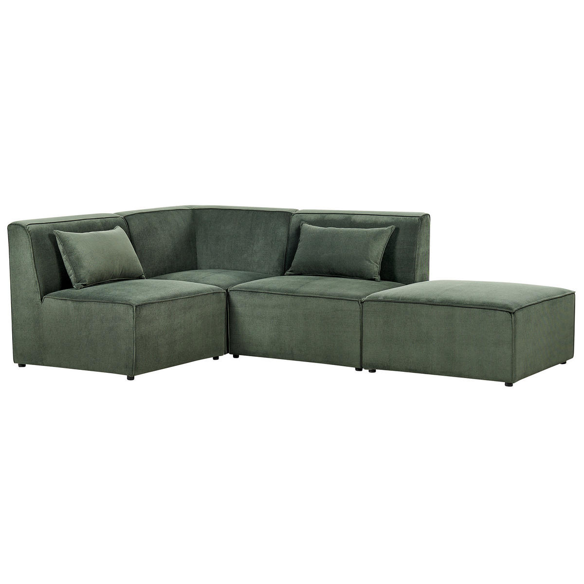 3-SITZER-ECKSOFA Cord dunkelgrün linksseitig mit Ottomane Lemvig - Grün, Textil (250/166cm) - Beliani