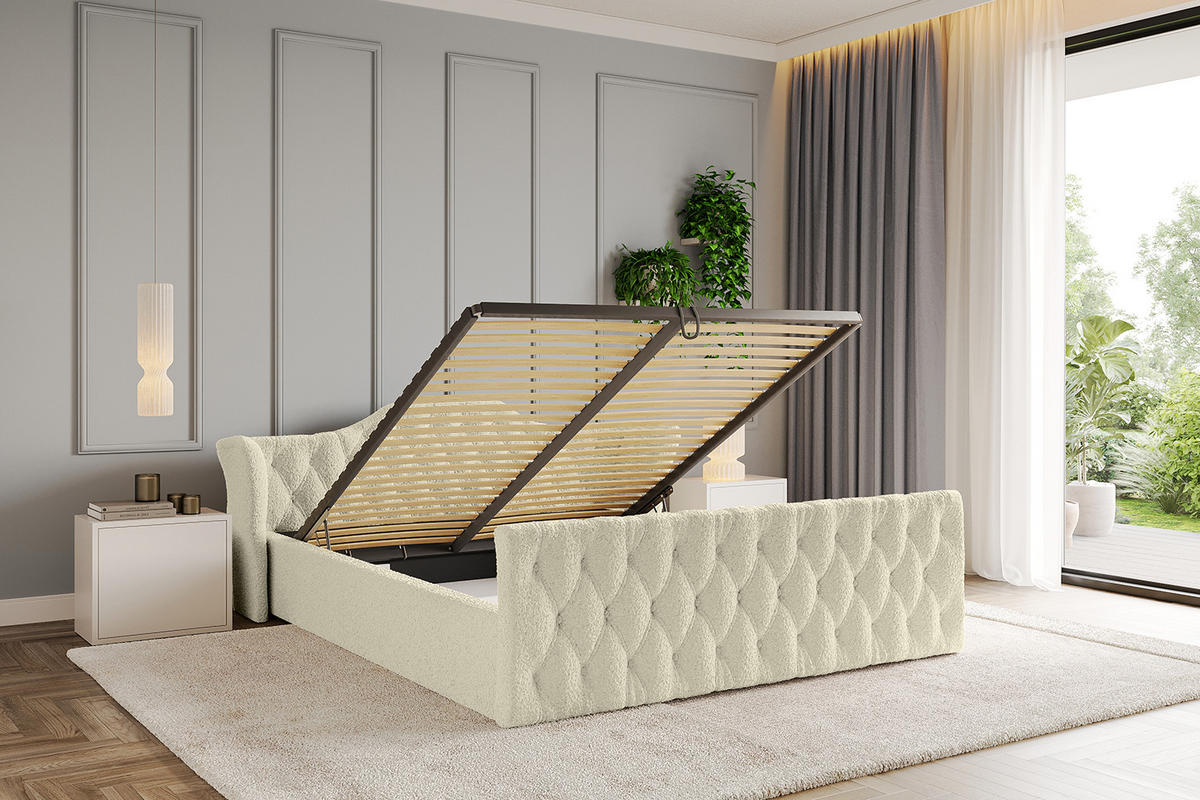 POLSTERBETT mit Bettkasten, Fußteil und Lattenrost, Boxbett mit Matratze H3/H4 - ZORAN-Z-V1 120x200 Beige - Taupe, Holzwerkstoff/Textil (120/200cm) - ALTDECOR