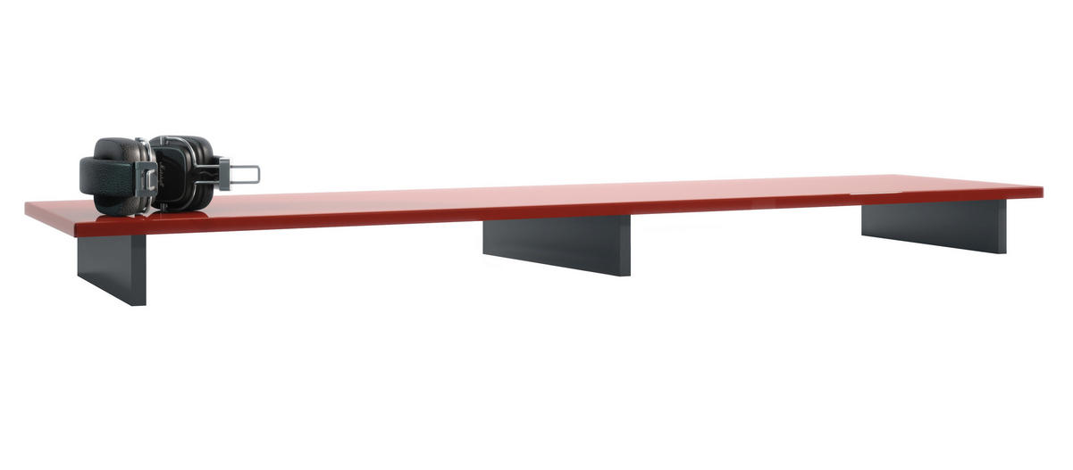 TVAUFSATZ Game Schwarz matt / Bordeaux Hochglanz - Bordeaux/Schwarz, Holzwerkstoff (138.5/9.5/34.5cm) - Vladon