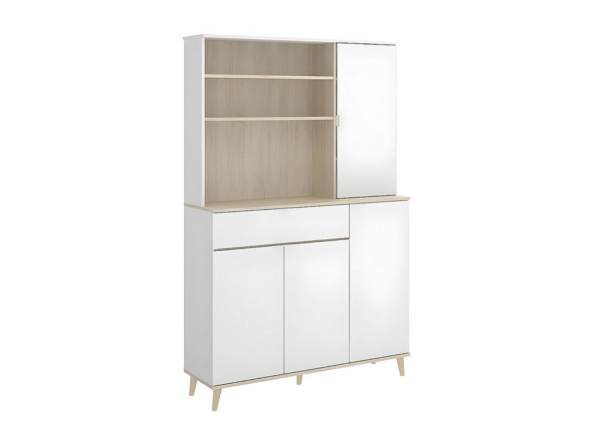 BUFFETSCHRANK - 119.3 cm x 40 cm - holz - naturfarben hell, weiß Wajdi - Weiß, Holz (119/188/40cm) - Vente-Unique