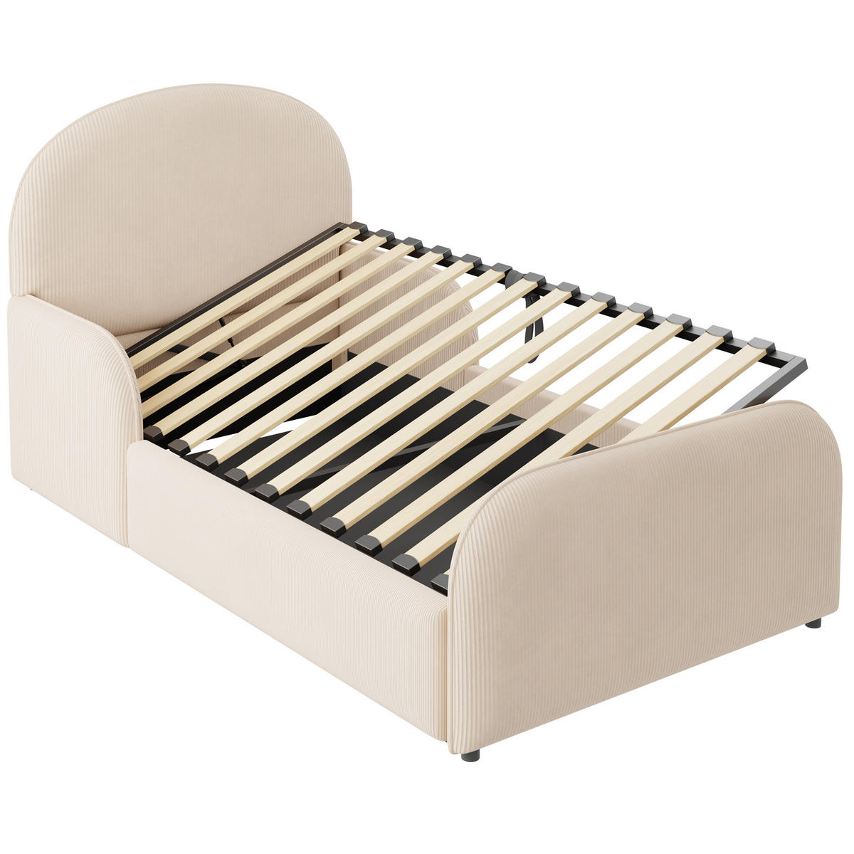 KINDERBETT mit Stauraum 90x200 cm Samt Beige - Beige, Metall (90/200cm) - Meubliv