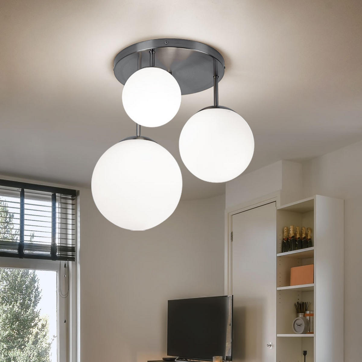 LED DECKENLEUCHTE Joel Silber Metall - Silberfarben, Glas (46.5/46.5/44cm)