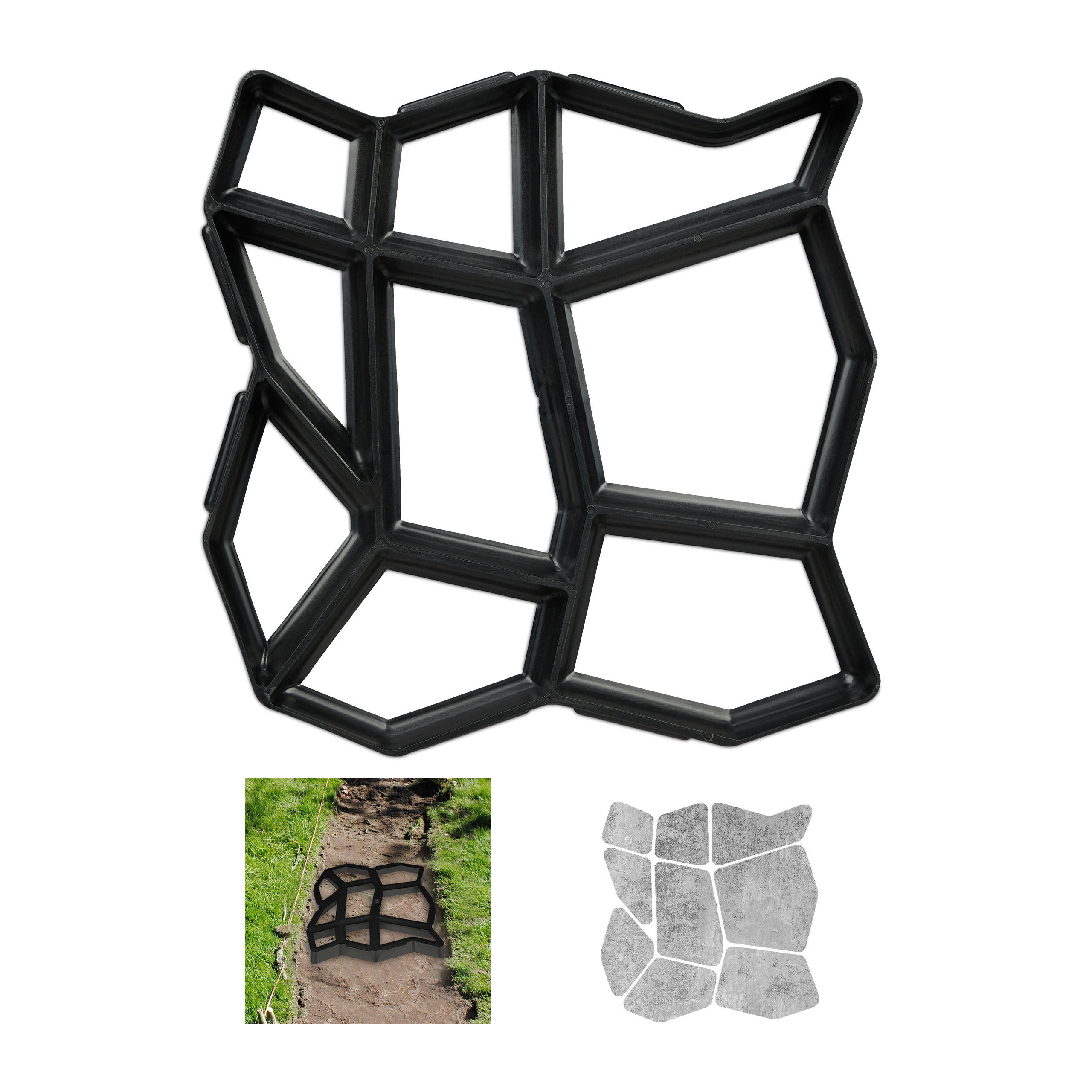 Relaxdays Pflasterform Schwarz 42x4x42 cm