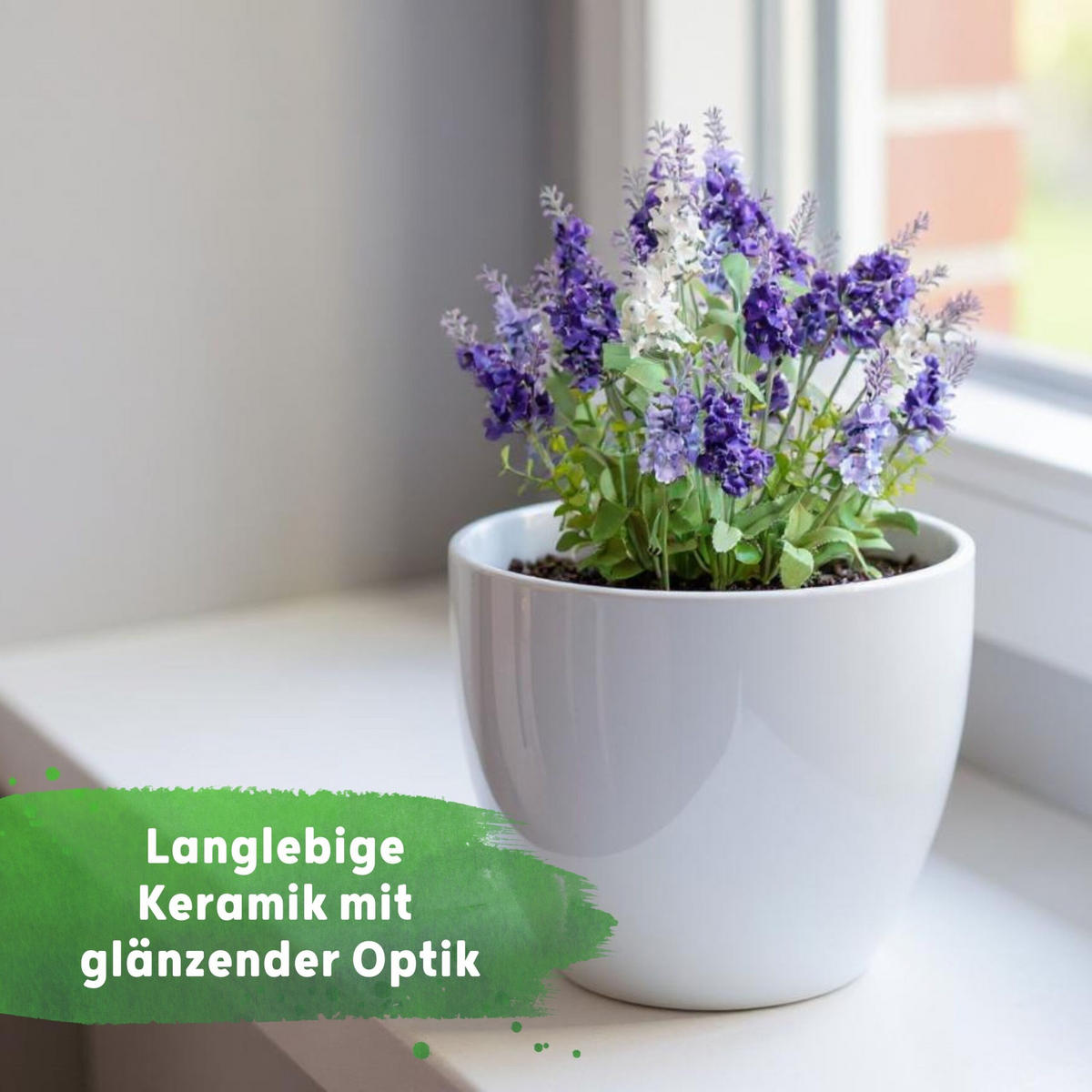 BLUMENTOPF Sylt Keramik rund glänzend Dunkelsilber Metallic 11/9 cm - Silberfarben, Keramik (9.5cm) - LENI