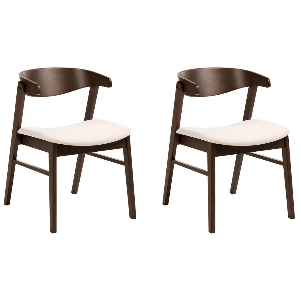 Beliani JÍDELNÍ ŽIDLE sada 2 ks Látka Tmavě hnědá/Krémově bílá Lilly