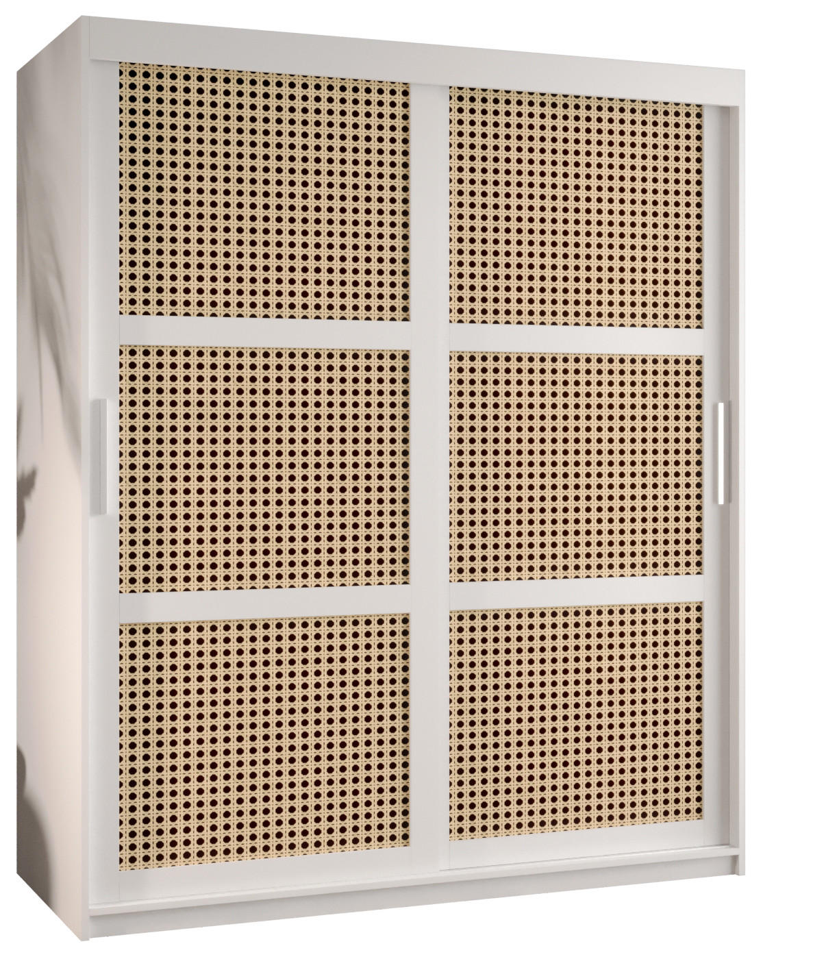 SCHWEBETÜRENSCHRANK 200/150/62 2-türig - Silberfarben/Weiß, Holz/Kunststoff (150/200/62cm) - MÖBEL KRYSPOL