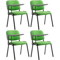 BESUCHERSTUHL 4er Set Lederlook Grün - Schwarz/Grün, Textil/Metall (53/81/71cm) - CLP