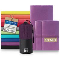 SPORTHANDTUCH microfiber 3er-Set , 180/90 cm & 2 x 80/40 cm,Lila - Lila, Textil (180/90cm) - Blumtal