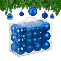 50XWEIHNACHTSKUGELN - Blau, Kunststoff (6/7/6cm) - Relaxdays