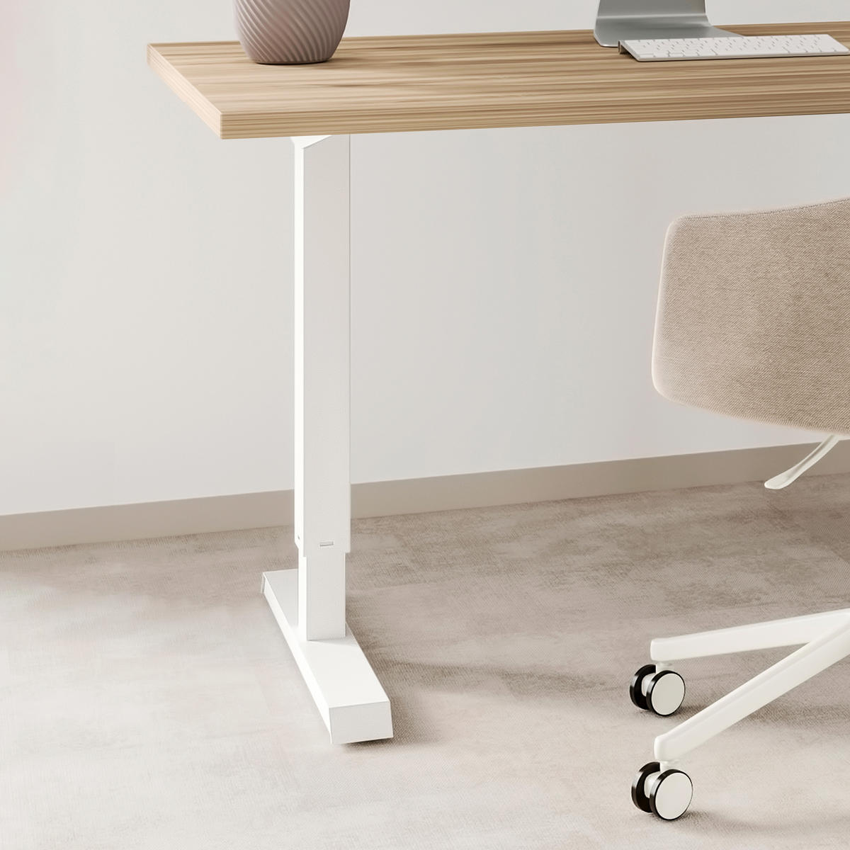 TISCHGESTELLT Motorisch höhenverstellbares Lift Table, Stahl, Weiß lackiert - Weiß, Metall (82/72/16cm) - EMUCA