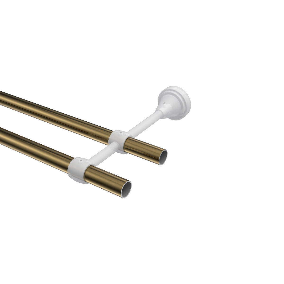 GARDINENSTANGE Primus Alessia 240 cm (geteilt in 2 x 120 cm), 2-läufig (ohne Ringe), 16 mm Ø Messing Antik - Messingfarben/Bronzefarben, Metall (240cm) - INTERDECO