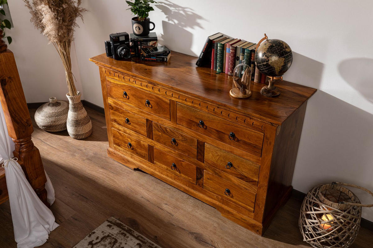 KOMMODE Akazie 145x49x85 honig lackiert OXFORD #0524 - Braun, Holz (145/85/49cm) - Massivmoebel24